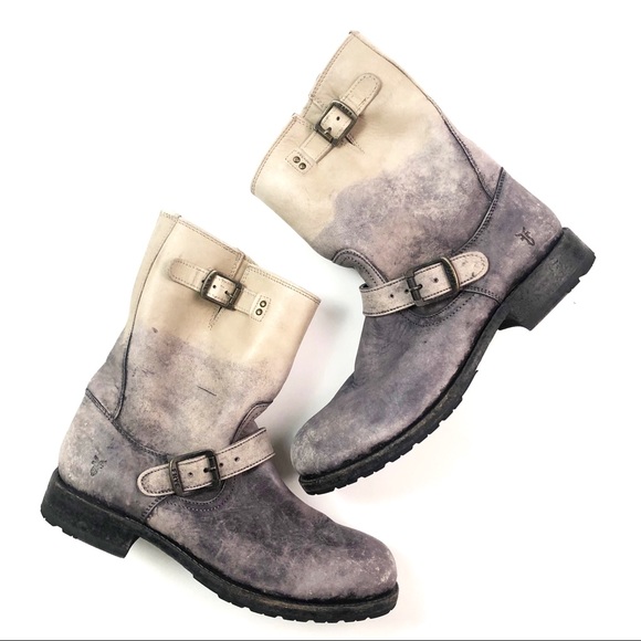 Frye Shoes - FRYE Leather Boots Ombre Grey Creme 10